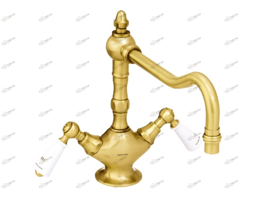 035030.M00.50 Смеситель для мойки с фарфором на одно отверстие Яркий хром Mestre RETRO