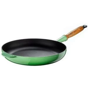 Сковорода чугунная Le Creuset с деревянной ручкой, Ø28 см, зеленая
