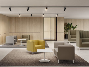 Тканевый диван с высокой спинкой