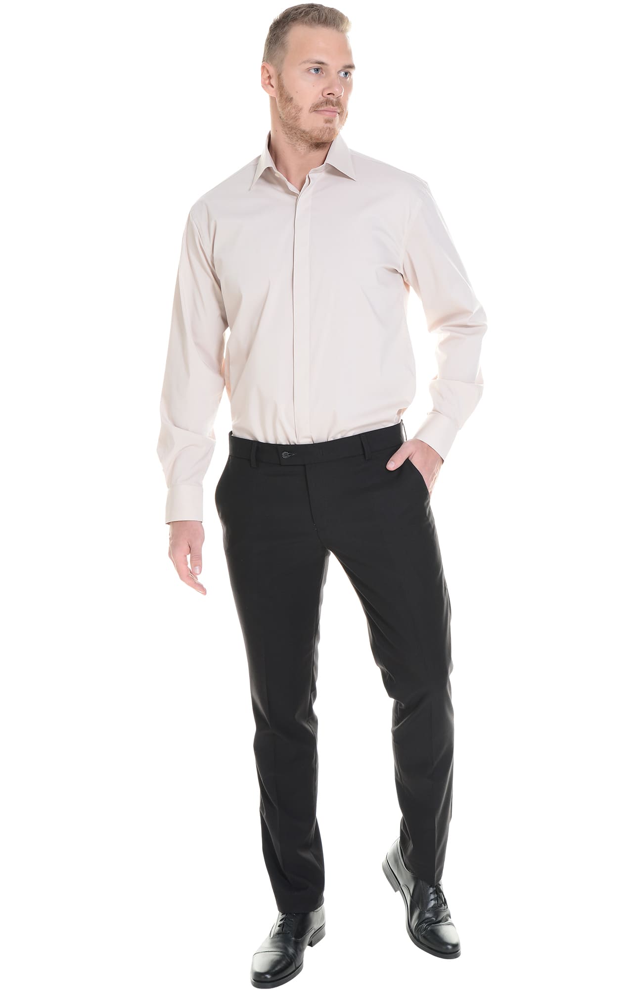 62437 Рубашка мужская  beige El-Risto  Корпоративная одежда  размер 39/176-182  - Вид №6