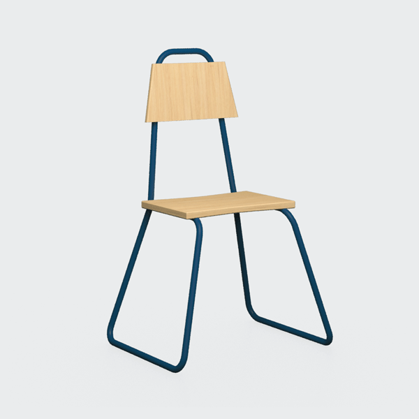 Стул с металлическими ножками и деревянным сиденьем синий Bauhaus WOODI  00-3966295 Синий  - Вид №2