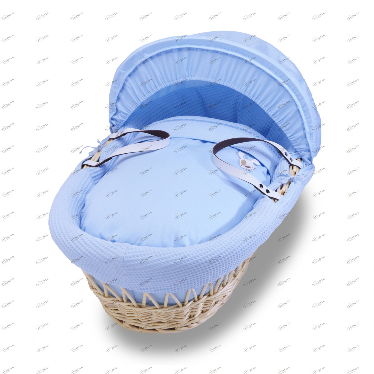 Колыбель-переноска Gift Wicker Moses Basket натуральная, голубое белье MINIME ДИЗАЙНЕРСКИЕ 010099 Бежевый 