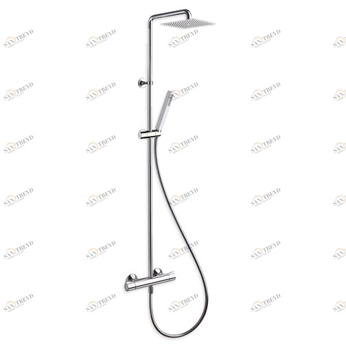 CRITE459 Внешний термостатический смеситель для душа "Cold Touch" с ручкой из АБС-пластика, поворотной трубкой-стойкой, верхним душем SANDWICH SPECIAL 20 x 20 см, ручным душем против известкового налета со скользящей штангой и гибким шлангом LONG LIFE Cri CRISTINA Rubinetterie 