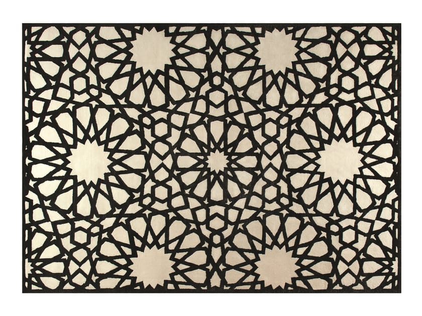 Прямоугольный ковер ручной работы с геометрическим рисунком ROCHE BOBOIS Globe trotter ARCH-00021126
