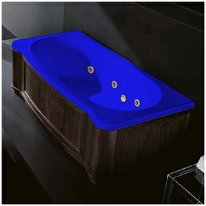 Ванна Gruppo treesse New Classic Young STX-V674B-SX-WV-SIZ синяя с золотой фурнитурой и гидромассажем и дезинфекцией  прямоугольная левая деревянная панель венге