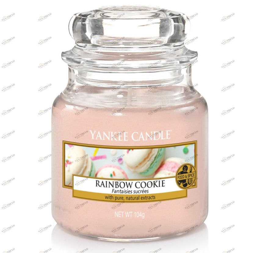 Свеча маленькая в стеклянной банке "Радужное печенье" Rainbow cookie 104гр 25-45 часов YANKEE CANDLE  267928 Розовый 