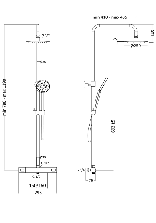 1381820 Крыша Душ Mix Slim Round 150Cc Хром С Ø250 M ... Hafa  Хромированный  - Вид №1