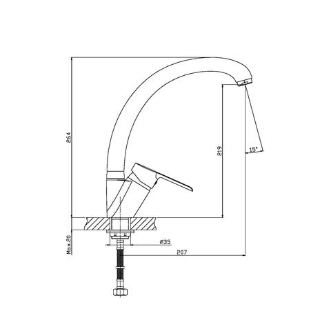 Orange Dia M45-002cr однорычажный смеситель для кухни Хром sun-id-1516895 - Вид №1