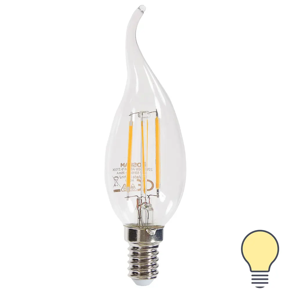 Лампа светодиодная Osram свеча на ветру E14 4 Вт 470 Лм свет тёплый белый STLM-2054761