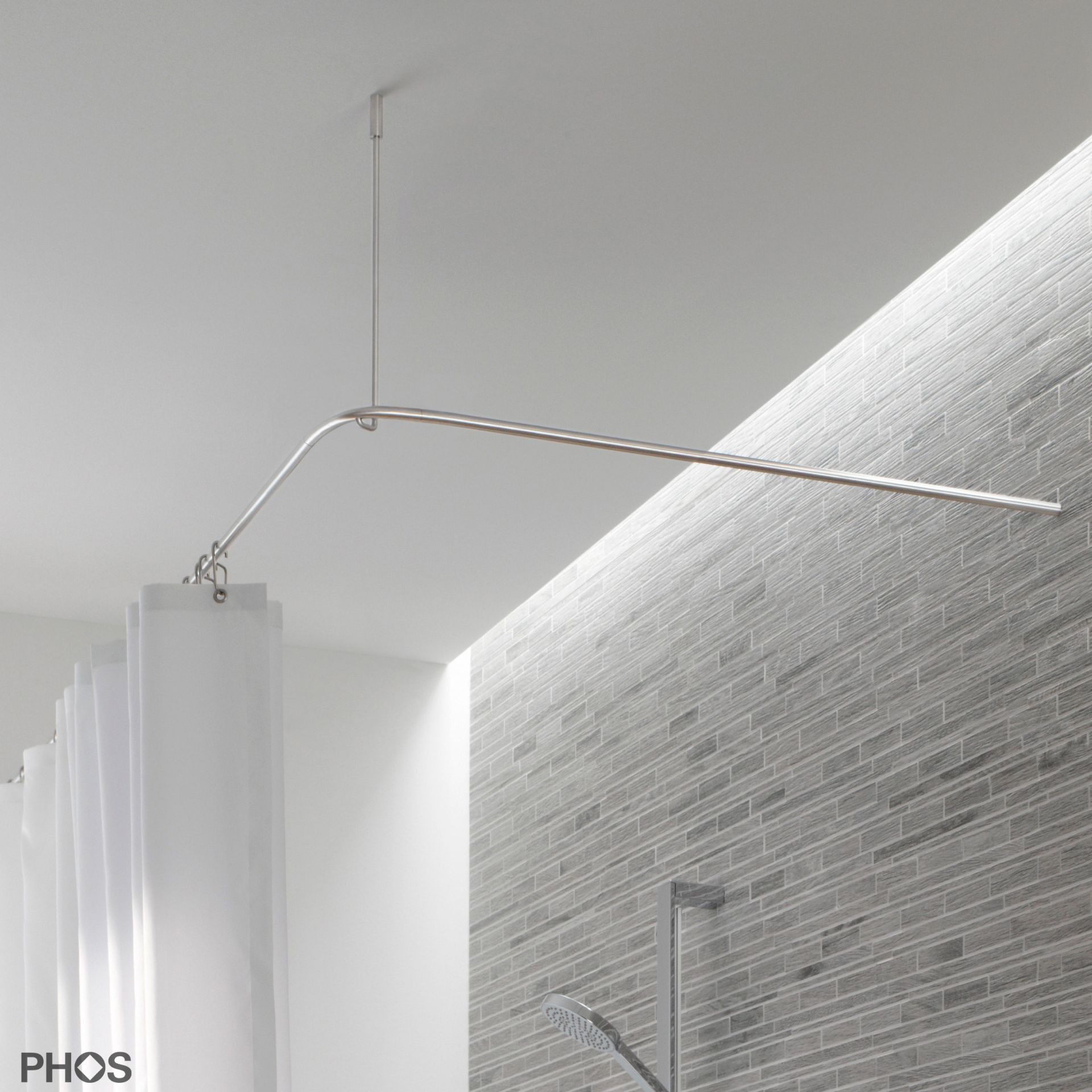 DSE1700-700 Г-образный карниз для душевой занавески, 170 x 70 см, для привинчивания PHOS 