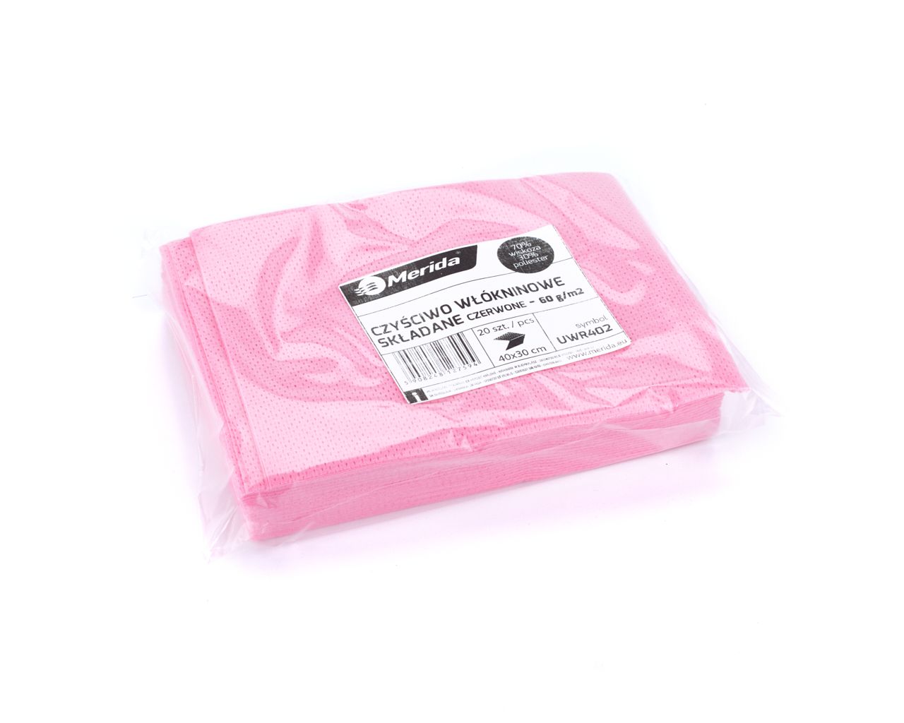 UWR402 Салфетка нетканая в листах, КРАСНАЯ, разм. 30 х 40 см, в упаковке 20 шт. Merida  - Вид №2