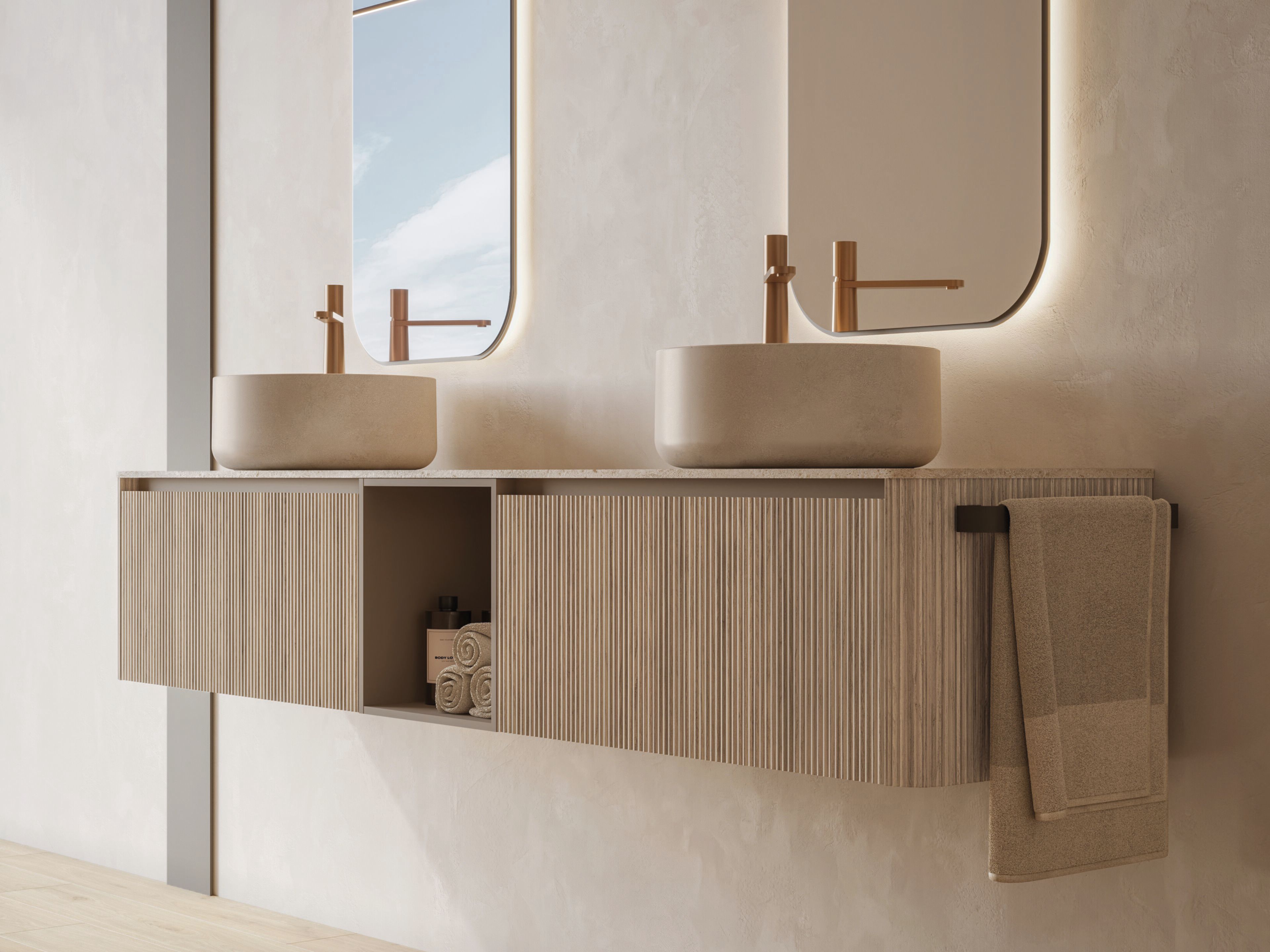 Подвесной умывальник HPL с зеркалом Mobilcrab Infinity Round ARCH-00150673