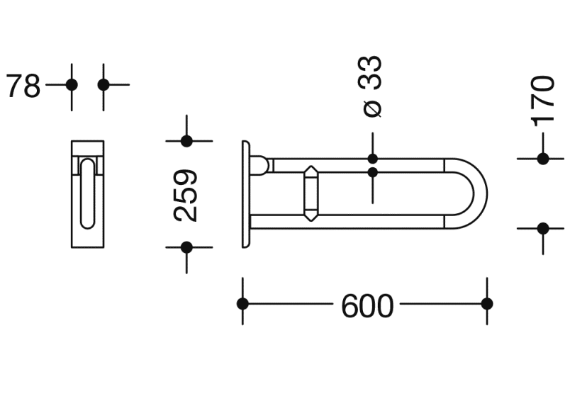 801.50D100 Опорная ручка, поворотная HEWI HEWI active+  - Вид №1