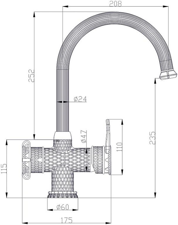 Смеситель ZorG Antic A 51 KF-BR для кухонной мойки, бронза - Вид №1