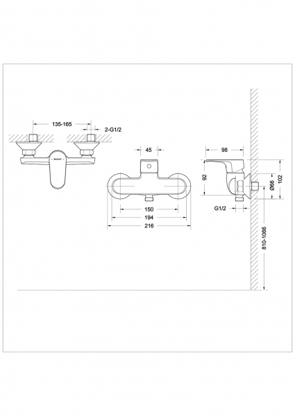 Смеситель для ванной комнаты для душа ALFA F9120178CP-01 bravat - Вид №1