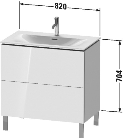 LC659709090 Тумбочка напольная L-Cube #LC6597 820 x 481 мм Фланелево-серый шелковисто-матовый лак Duravit - Вид №1