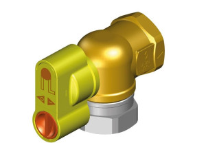 Запорный клапан с гнездом давления и предохранительной ручкой версия 90 ° спереди