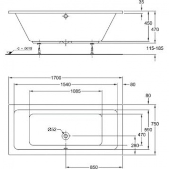 Ванна акриловая 170x75 Keramag iCon 650470000  - Вид №2
