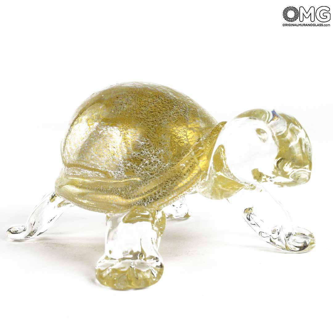 3736 ORIGINALMURANOGLASS Фигурка черепахи - с золотом - муранское стекло OMG 17 см  - Вид №1