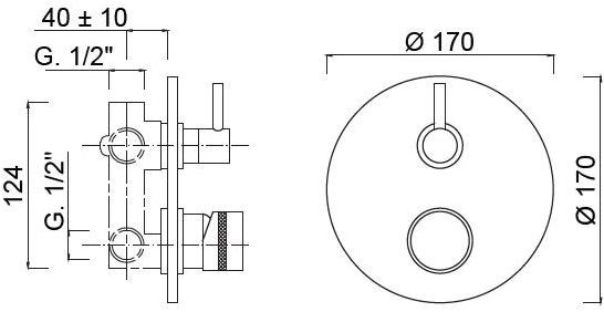 Rubinetteria Giulini Встраиваемый однорычажный смеситель для душа с переключателем Deluxe - myring Fmr0013-3dl - Вид №1