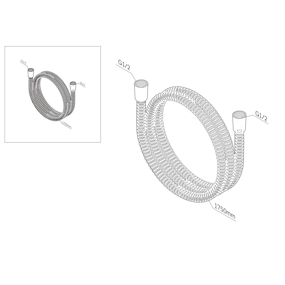 Душевой шланг AM.PM хром 1,75 м с защитой от перекручивания 89409678 STLM-1571951 - Вид №1