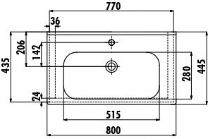 EK080-00CB00E-0000 Раковина EK080 мебельная (45*80см) Creavit  - Вид №1