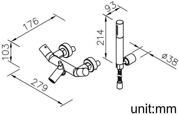 JUSTIME Смеситель для ванны настенный из хромированной латуни с ручным душем Yes 6875-94-81cp - Вид №2