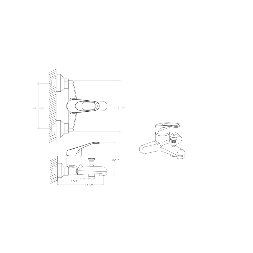 Смеситель для ванны Culto Silk однорычажный цвет хром STLM-2159254 - Вид №7