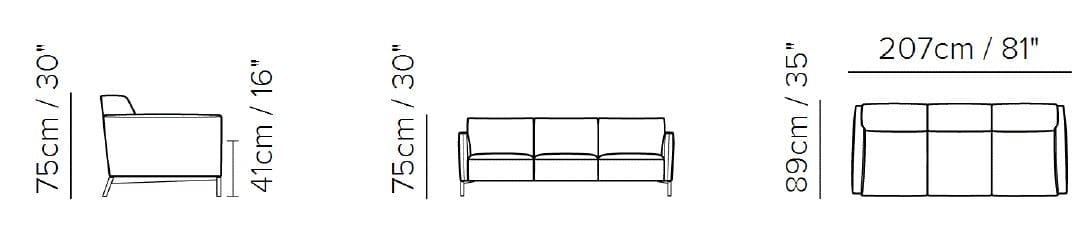 3-местный тканевый диван Natuzzi Italia стрейч ARCH-00063169 - Вид №1