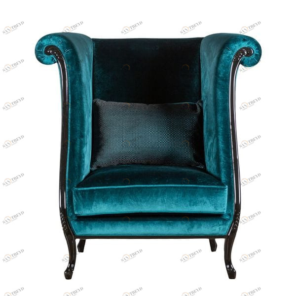 Кресло каминное синее с высокой спинкой и ушами Fiore UNICO ДИЗАЙНЕРСКИЕ 248965 Синий 
