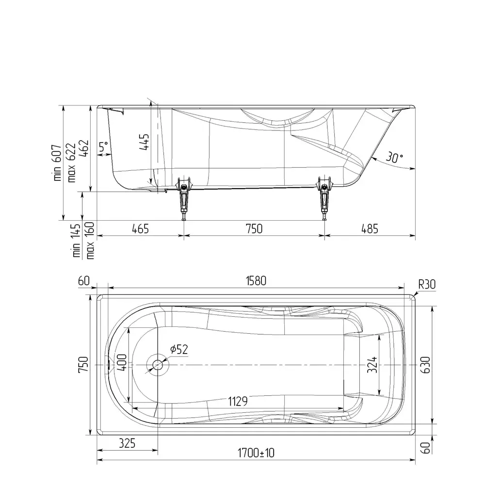 Santreyd Прада — чугунная ванна 170×75 см для просторной ванной комнаты 82619569 ЛМ STLM-0031903 - Вид №5