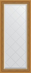 BY 4045 Зеркало с гравировкой в багетной раме - состаренное золото с плетением 70 mm EVOFORM Exclusive-G