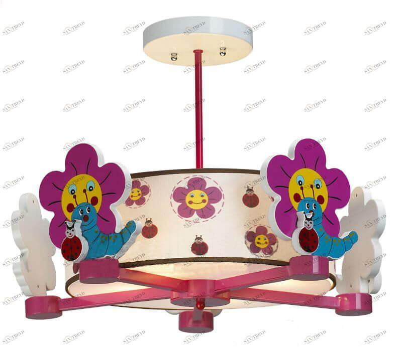 Детский подвесной светильник "Цветы с гусеницами" ST LUCE  326616 Розовый 