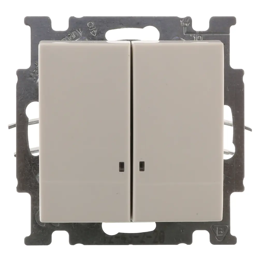Выключатель встраиваемый ABB Basic 55 2 клавиши с подсветкой, цвет белый 13596325 STLM-2081416 Basic55