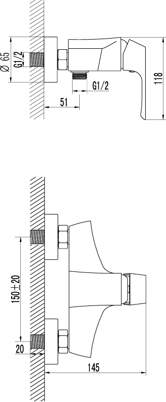 LM4503C Смеситель Unit для душа LEMARK UNIT - Вид №1