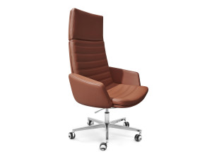 5-спицевое кожаное офисное кресло с высокой спинкой