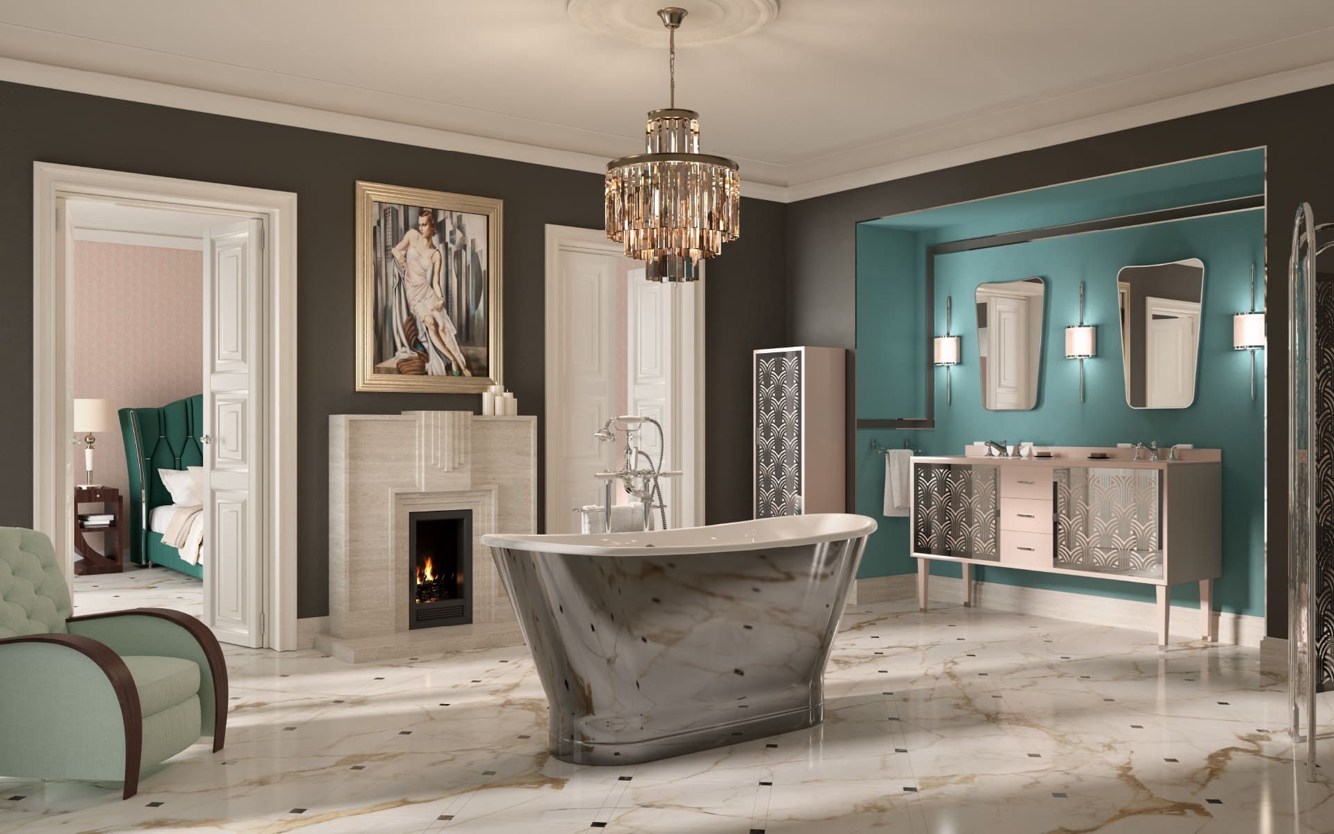 Деревянный двойной умывальник с ящиками Park Avenue CORA 3S ARCH-00133673 - Вид №4