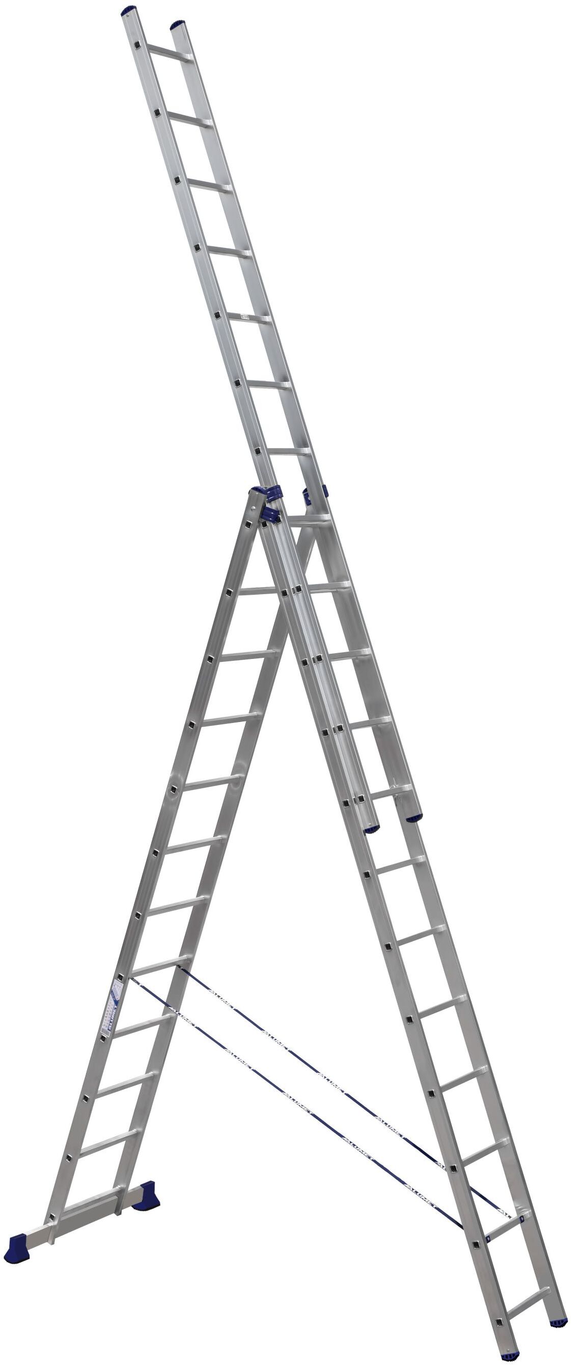 Алюминиевая трехсекционная усиленная лестница 3*12