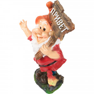 82563161 Фигура садовая Гном с табличкой «Привет» с петухом 61 см