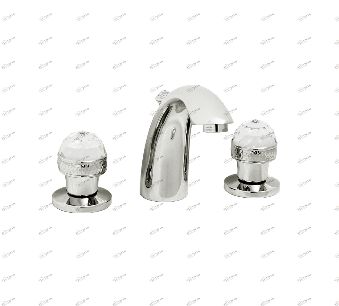 Gentry Home Смеситель для умывальника на три отверстия с выдвижным краном Crystal Никель GH101447