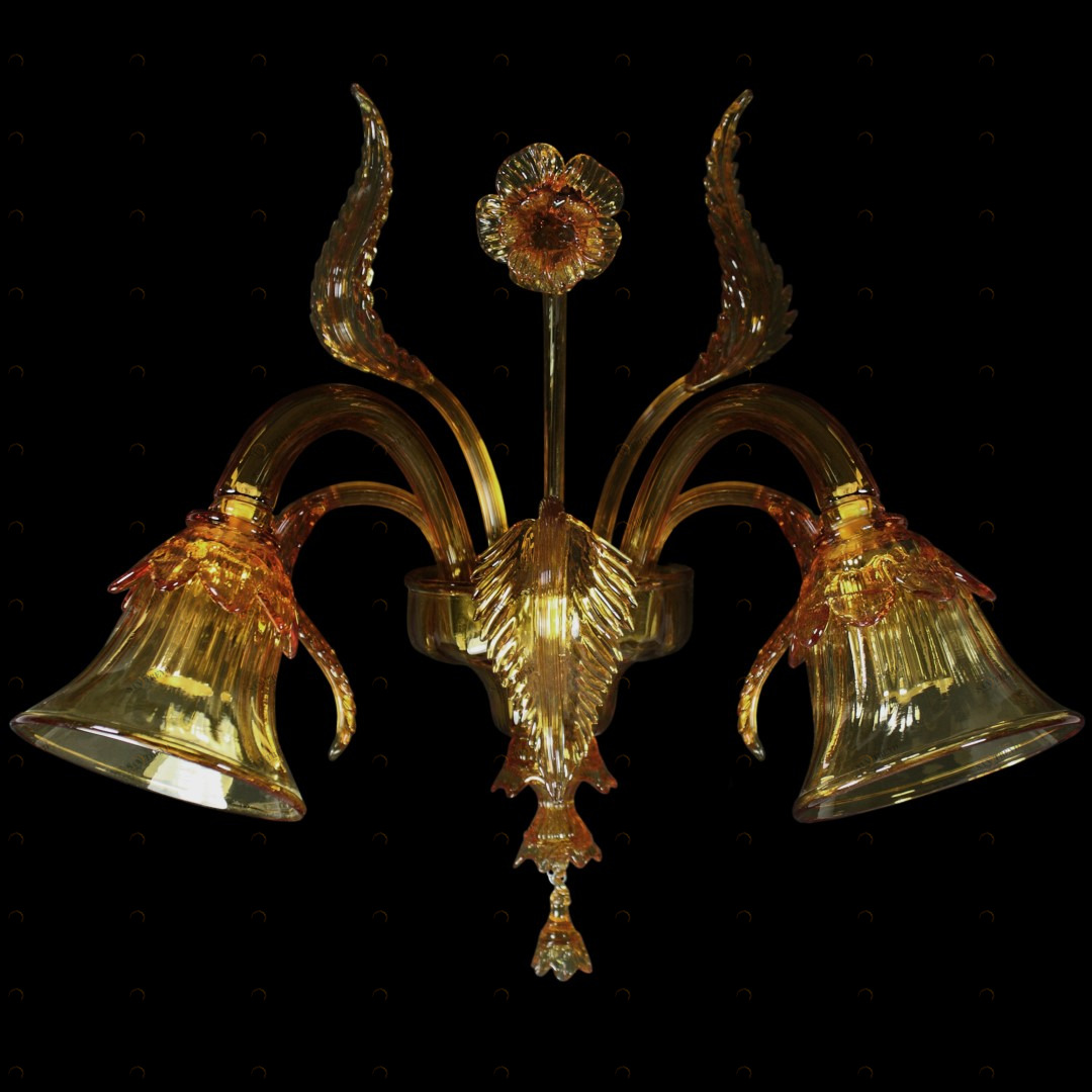 1296 ORIGINALMURANOGLASS Настенный светильник Бра Ка Да Мосто на 2 лампочке - Венецианский Venetian - муранское стекло 40 см CLASSICO