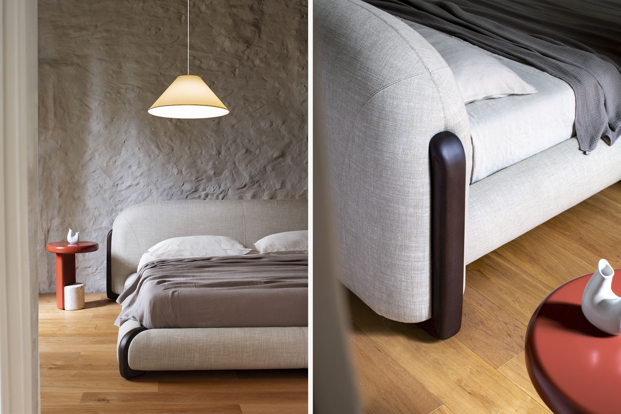 Мягкая кровать из кожи и бархата с высоким изголовьем Carpanese Home Identity ARCH-00034063 - Вид №2