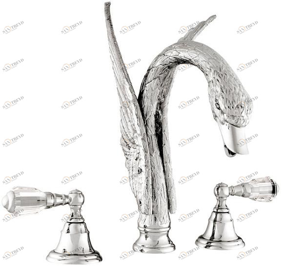 Bronces Mestre Смеситель для ванны на 3 отверстия с кристаллами swarovski® Antartica swan sun-id-1350430