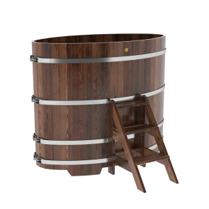 1165 Купель овальная из лиственницы 0,92х1,66х1,4 морёная премиум Alyarus