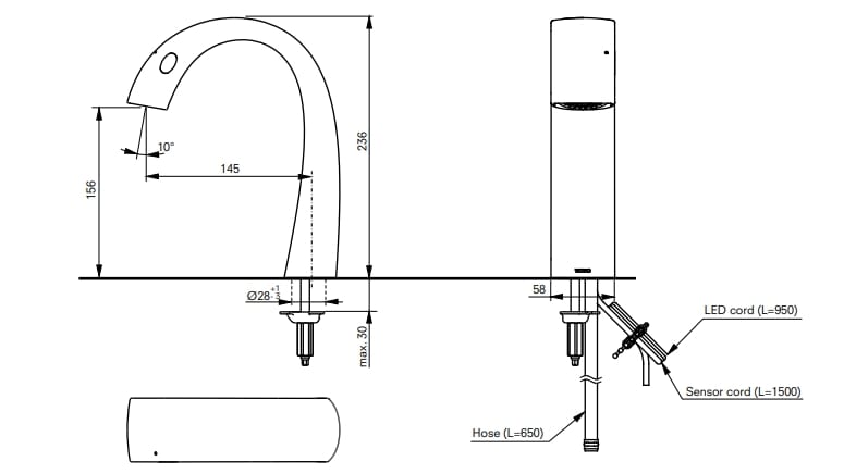 Электронный смеситель для раковины TOTO TLP01701G ARCH-00125902 - Вид №2