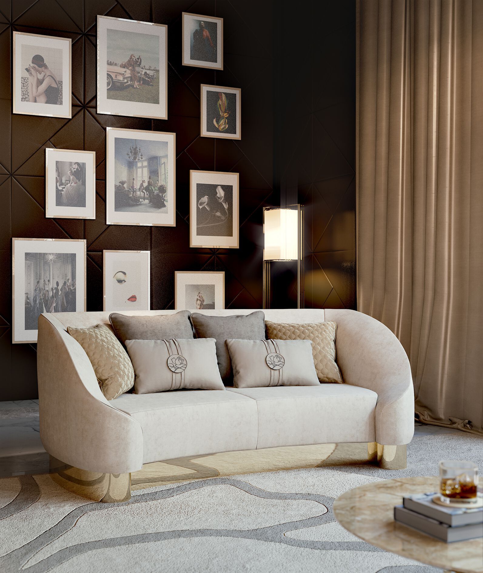 3-местный кожаный диван Bizzotto Italia Symphony-Infinity ARCH-00135192