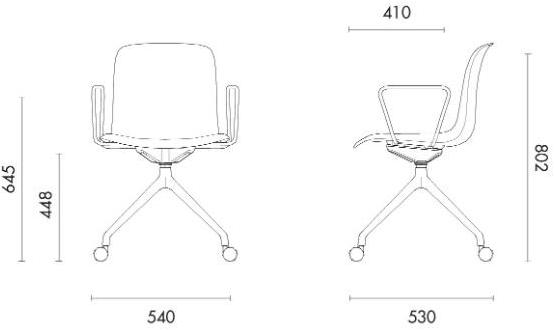 Grado Design Поворотное офисное кресло из ткани с 4 спицами и колесами Every Eve-ch-14/eve-ch-14u - Вид №2