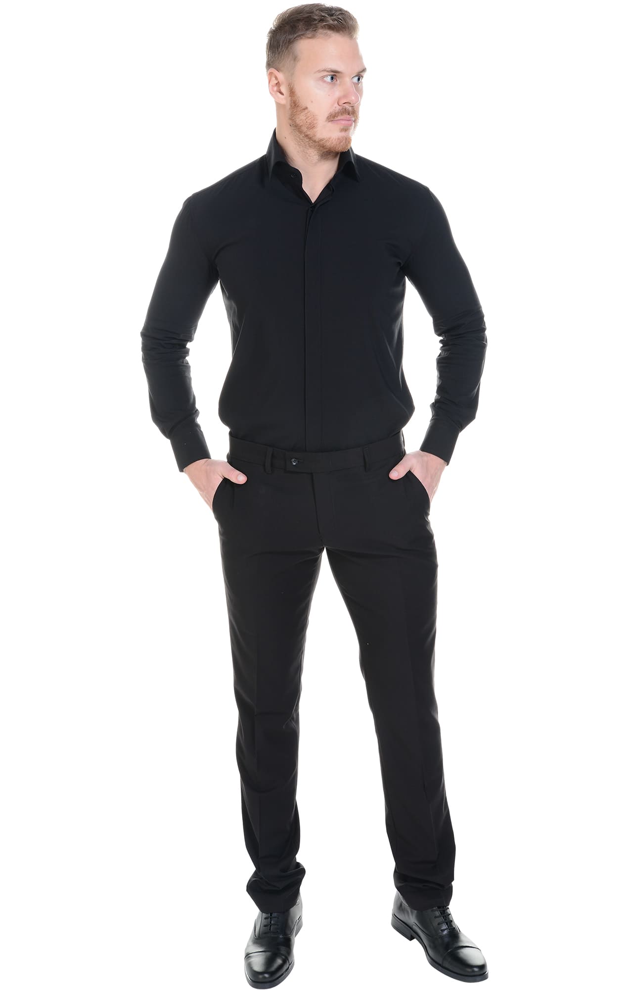 5030111 Рубашка мужская  black El-Risto  Корпоративная одежда  размер 45/182-188  - Вид №9