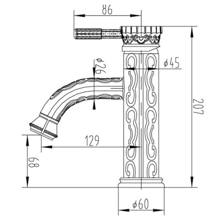 Zorg A 115U-BR Смеситель для кухни Zorg 129 х 207 мм  - Вид №2