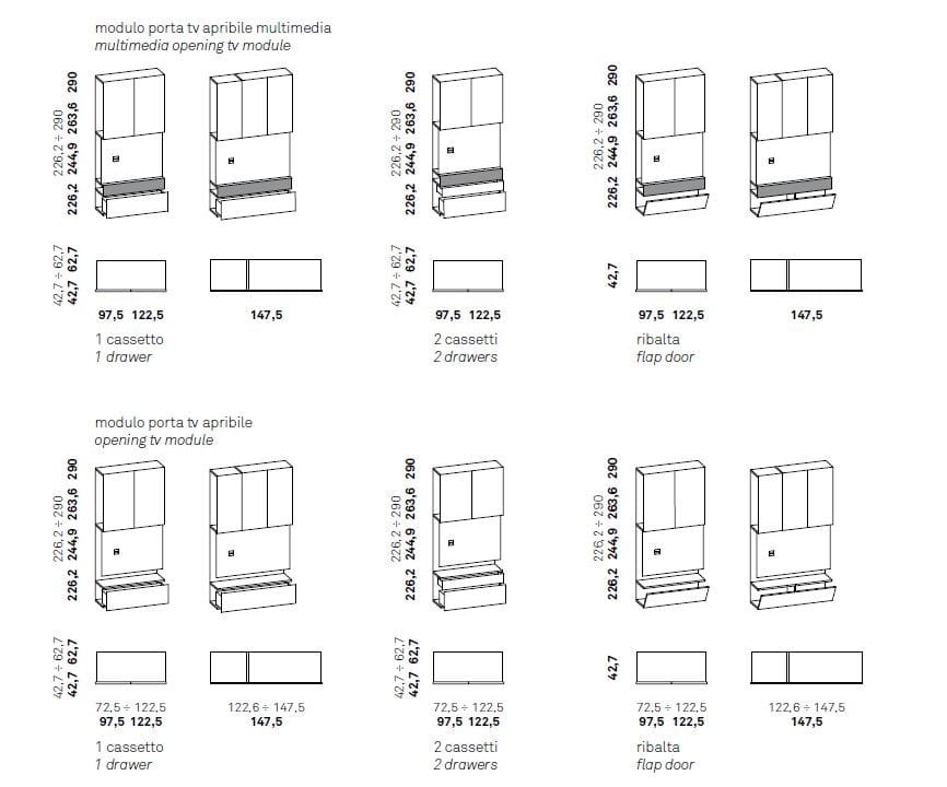 Стена оборудована открывающейся подставкой для телевизора Caccaro ARCH-00042813 - Вид №1